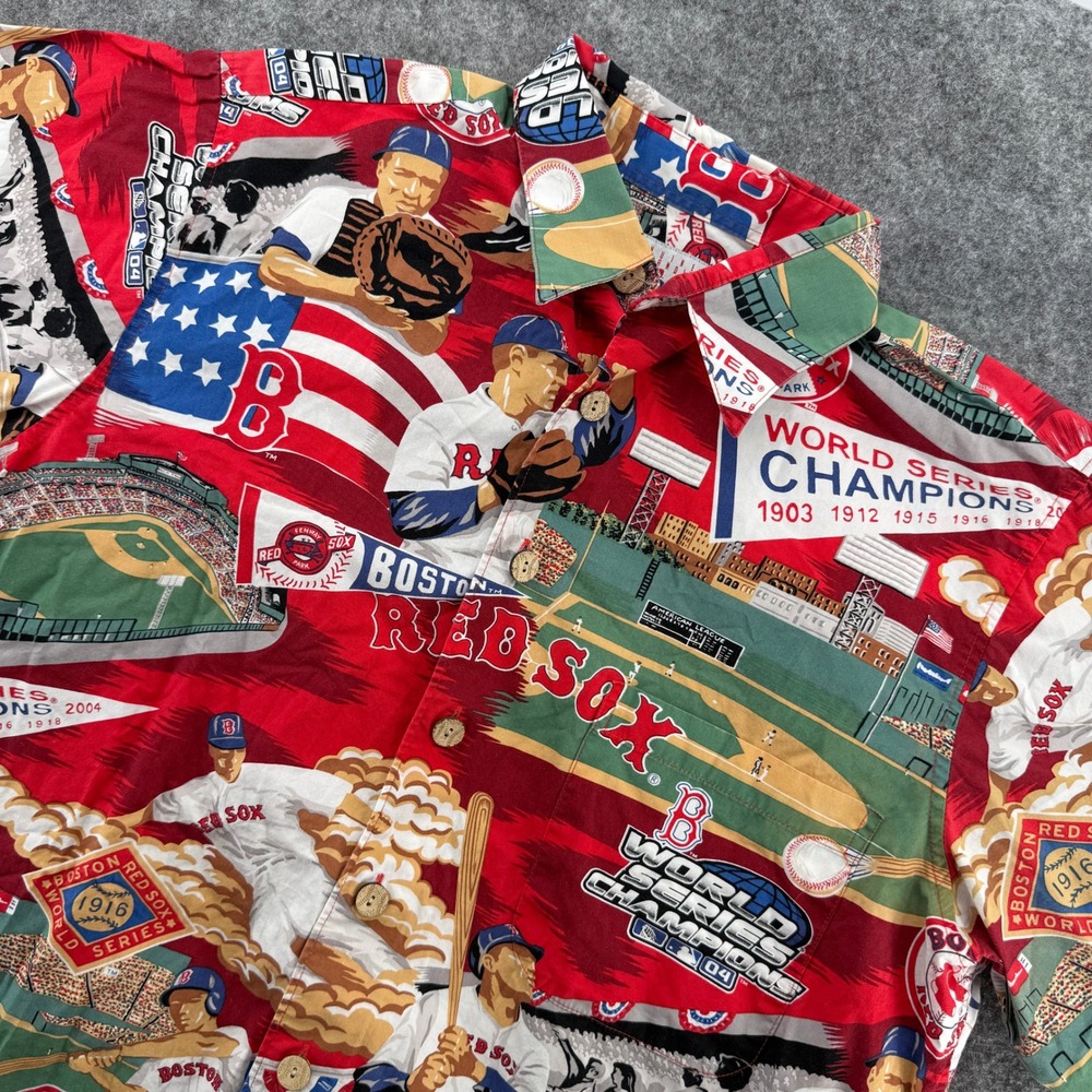 MLB‎ Boston Red Reyn Spooner Sox Button Down M World Series Collage Shirt